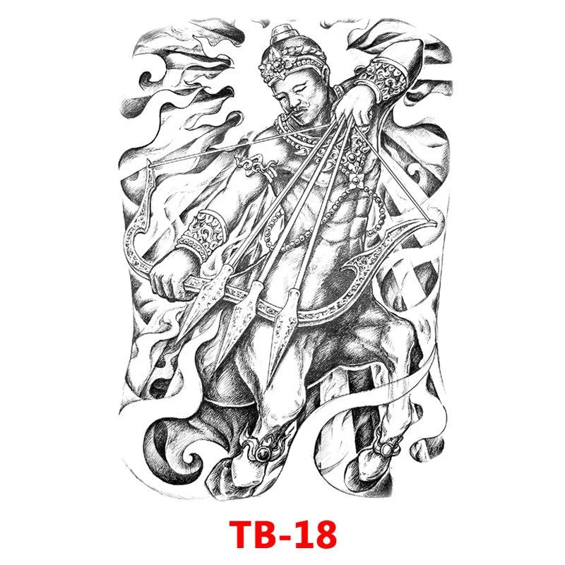 Waterproof Large Full Back Chest Tattoo Big Tattoo Stickers Fish Wolf Tiger Dragon Fairy Temporary Flash Tattoos Cool Men Women