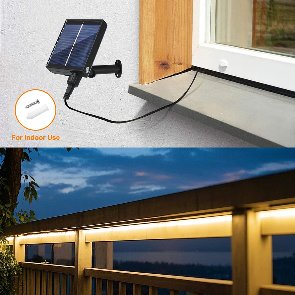 24V LED Light Strip Solar Waterproof 8 Modes 2835 120LEDs/m White Red Green Blue Flexi Lamp IP68 Party Garden Outdoor Decoration