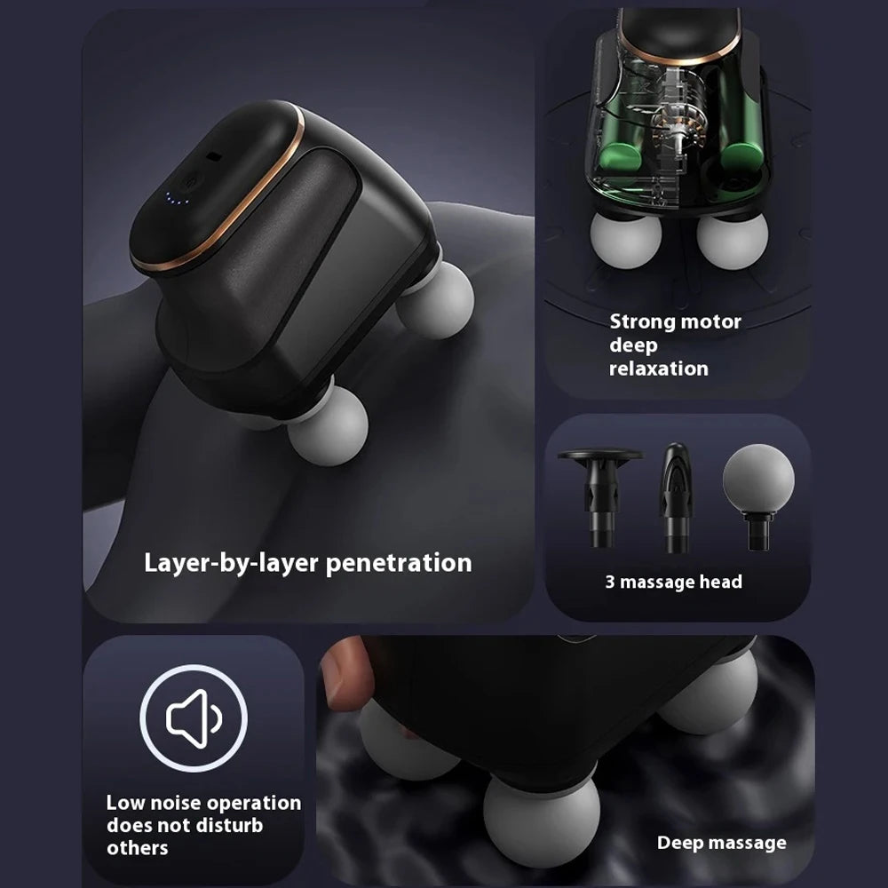 Portable Fascia Gun Muscle Massager Gun Four-head High-Frequency Neck Shoulder Waist Massage Machine Professional Relax Fitness