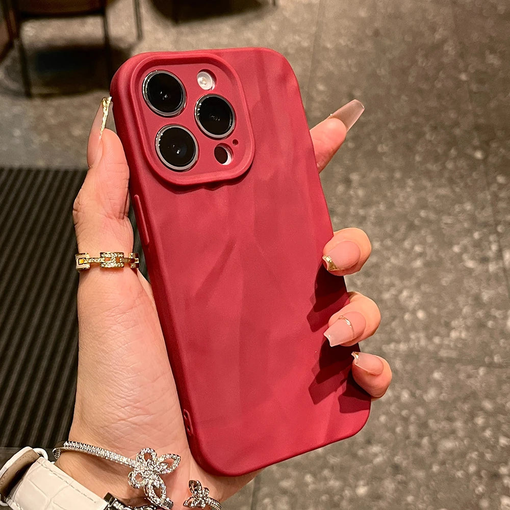 Soft Silicone Phone Case For iPhone 11 12 13 14 15 16 Pro Max X Xs XR Max 7 8 Plus Candy Bumper Fold Pattern Cover