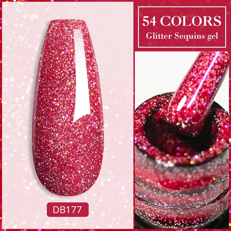 Mtssii 7ML Colorful Reflective Gel Nail Polish Glitter Sparkling Flash Glitter Gel Polish Semi Permanent Varnish Soak Off Nails