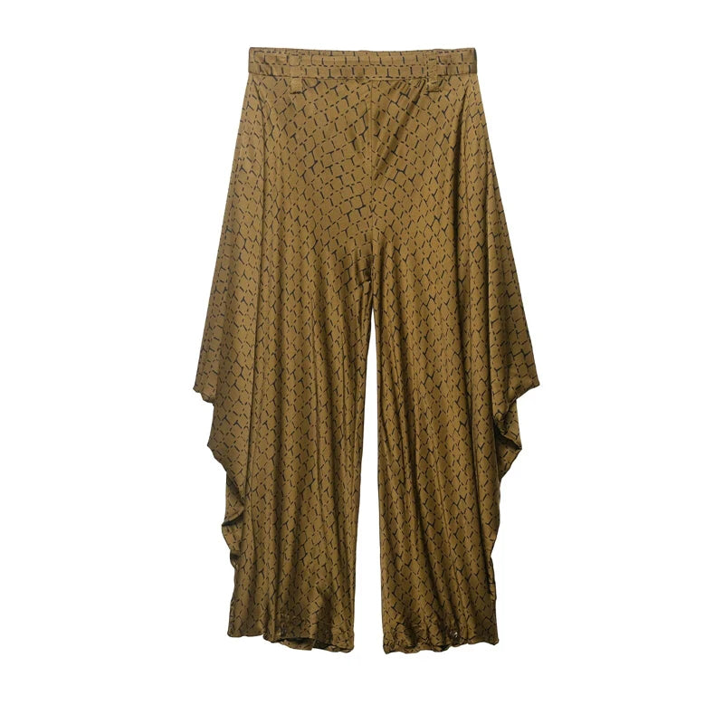 Women's Pants 2026 New Fashion Spring Summer Printed Pleated Pants for Women Casual Chic Personality Loose Female Pant