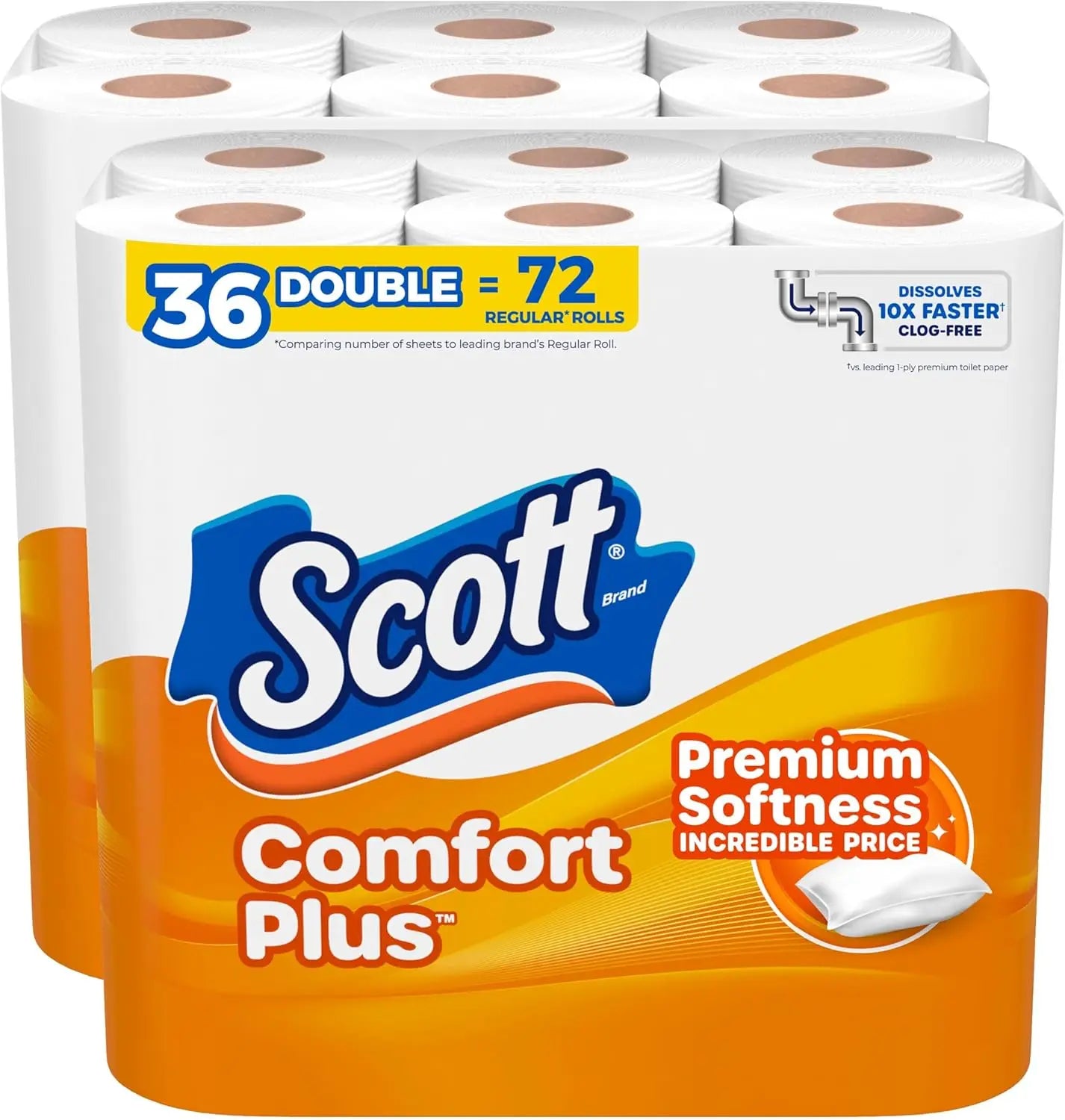 ComfortPlus Toilet Paper, 36 Triple Rolls, 231 Sheets per Roll, Septic-Safe, 1-Ply Tissue for Home Use