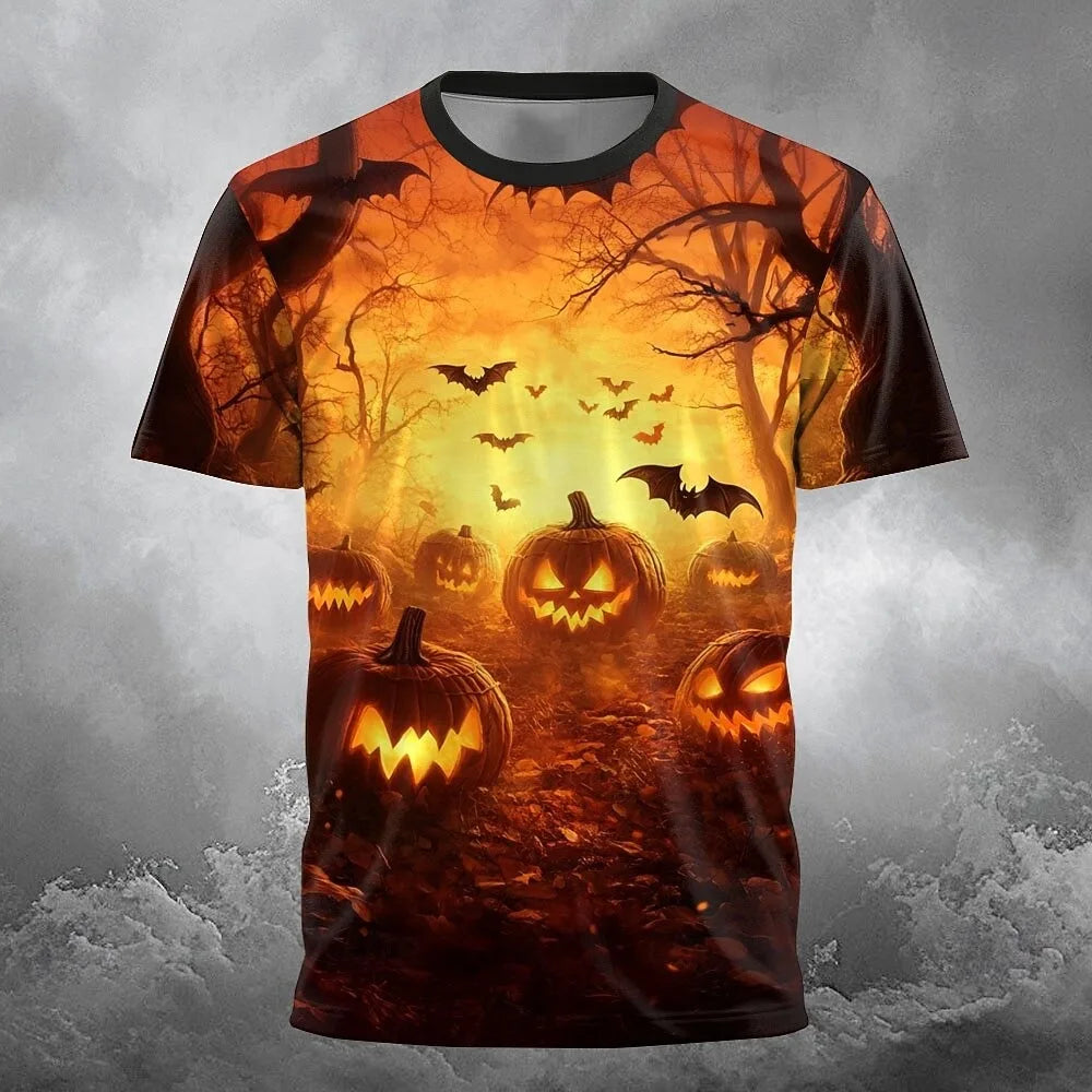 Pumpkin Graphic 3D Print Men's Women's T-Shirt Halloween Theme Family Party Short Sleeve Tees Oversize Round Neck Unisex Clothes