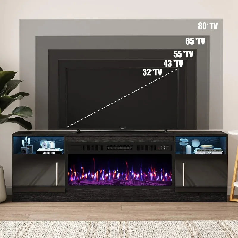 VITESSE Fireplace with TV Stand 36" inch Electric Fireplace Up to 80" TVs, LED Light Entertainment Center, 70" Modern Wood High