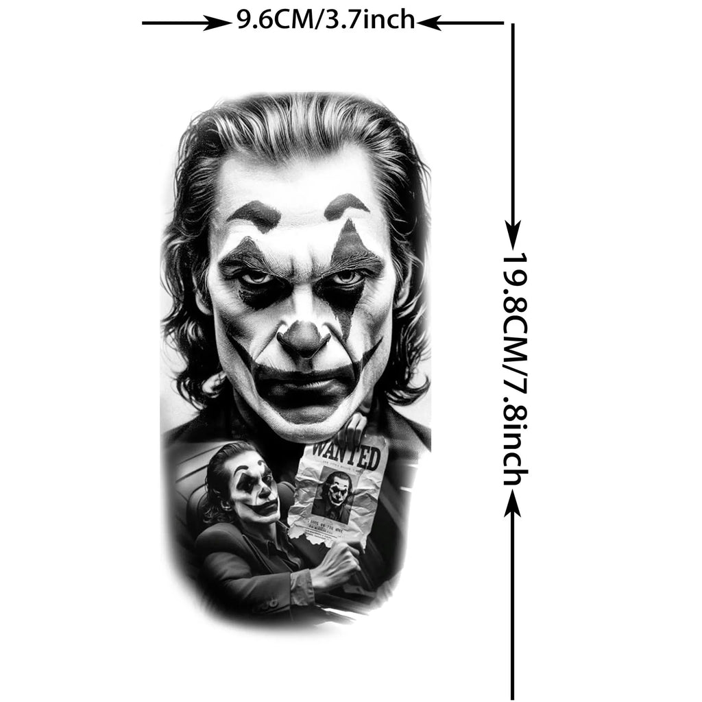 1 Sheet Joker Bad Guy Gangster Temporary Tattoos For Men Women Realistic Fake Tattoos Waterproof Long Lasting Arm Tatoo Stickers