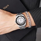 2024 New Men's and Women's Steel Strip Watch Trendy Leisure Calendar Scale Stainless Steel Strip Couple Quartz Watch Gift Watch