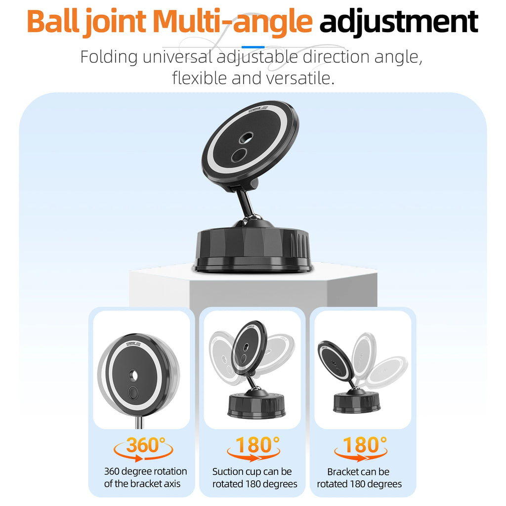 Magnetic Phone Holder Rotatable Phone Holder Foldable Design, Vacuum Suction Cup Perfect for Car Dashboard for Phone 12-16