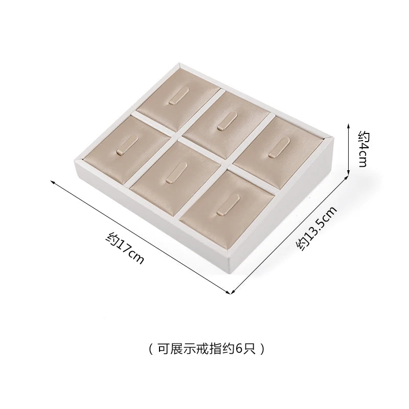 Champagne Leather Jewelry Set for Earrings Rings Display Stand Storage Organizer for Fashion Women Bracelets Necklaces Tray