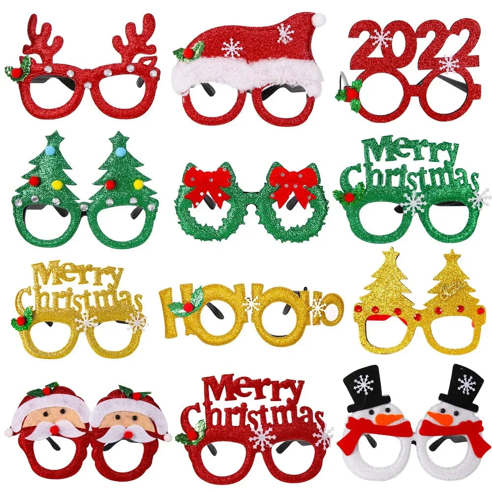 Christmas Glasses Santa Claus Xmas Tree Snowman Plastic Glasses Kid Gift Xmas Party Supplies Photo Props Christmas Decoration