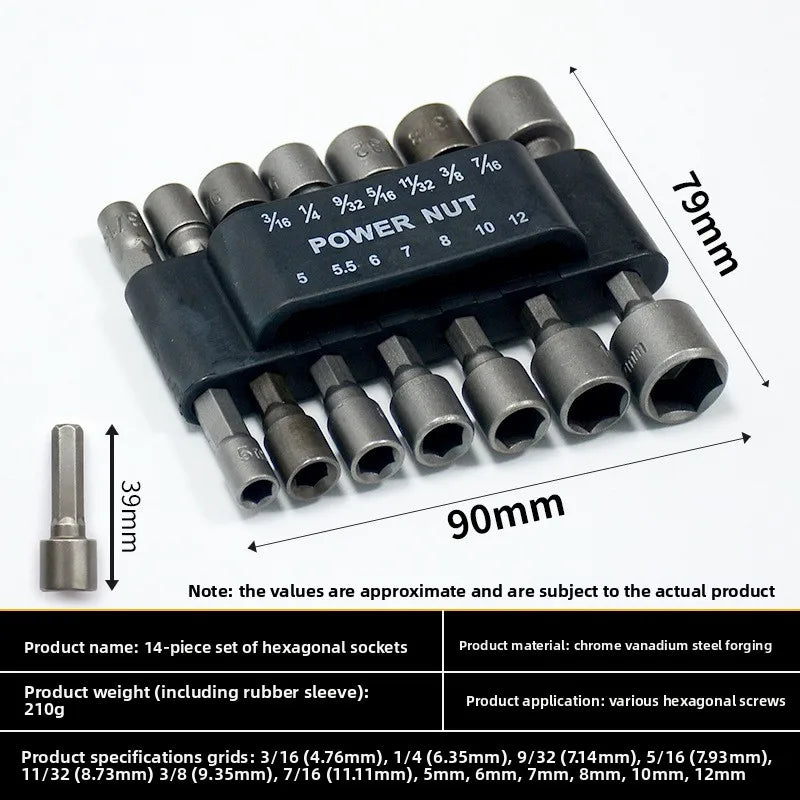 9/14pcs Hex Socket Sleeve Nozzles Nut Driver Set 5mm-13mm Screwdriver Set Tool Wrenches for Home Repair And Maintenance