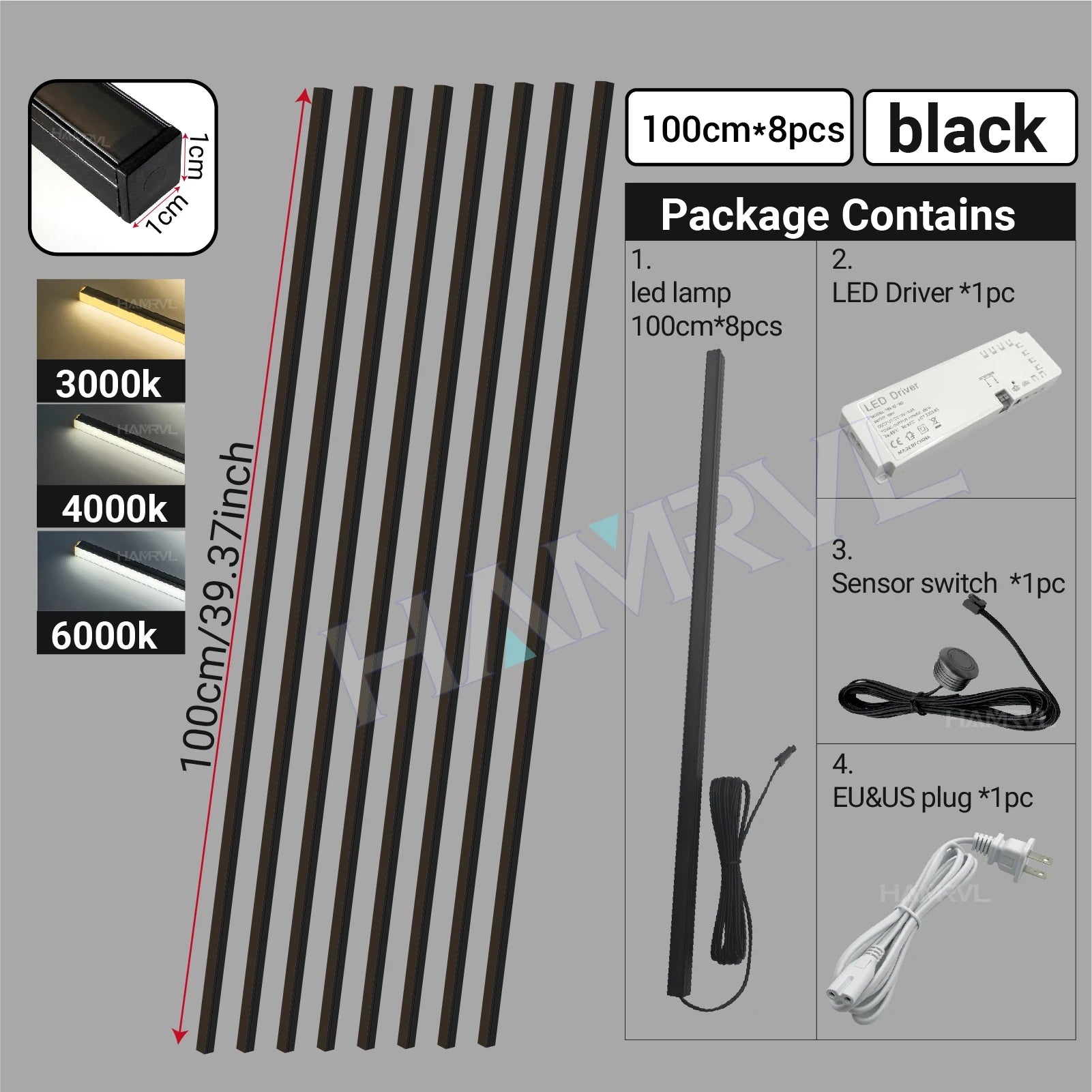 LED Recessed Lighting LED Strip Light for Wood Slat Wall Panel in Parallel with Touch Sensor, Self-Adhesive for Slat Wall Decor