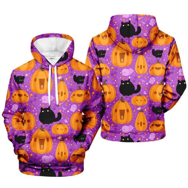 3D Print Halloween Pumpkin Hoodie For Men Spider Ghost Pattern Long Sleeve Top Casual Sweatshirt Harajuku Pullover Loose Hoodies