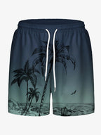 Gradientcolor 3D Coconut Tree Print Sport Waterproof Quickdry Men Kid Surfing Casual Outdoor Vacation Children Beach Short Pants