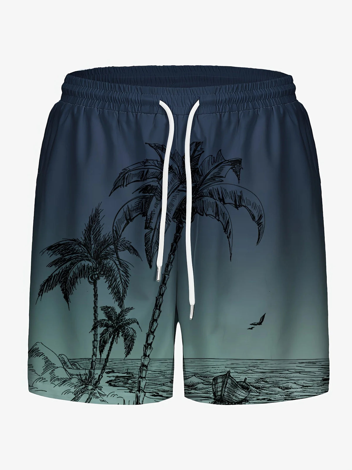 Gradientcolor 3D Coconut Tree Print Sport Waterproof Quickdry Men Kid Surfing Casual Outdoor Vacation Children Beach Short Pants