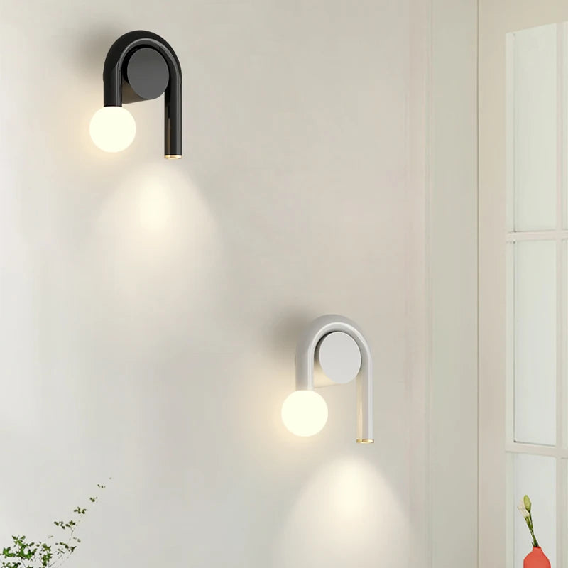 Danish Designer Creative Colorful U-shaped LED Wall Lamp Study Living Room Bedroom Bedside Hallway Staircase Indoor Light Decor