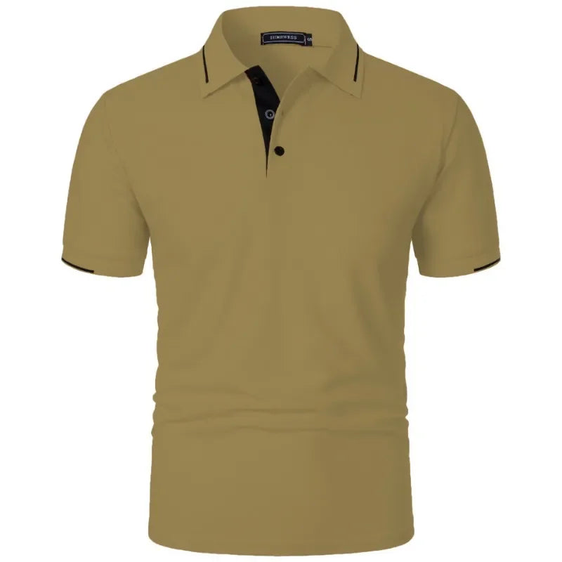 Men's Short Sleeve Polo Shirt Summe Button Classic Fit Casual T-Shirts Oversize Pullover Shirts Man Solid Color Lightweight Tops
