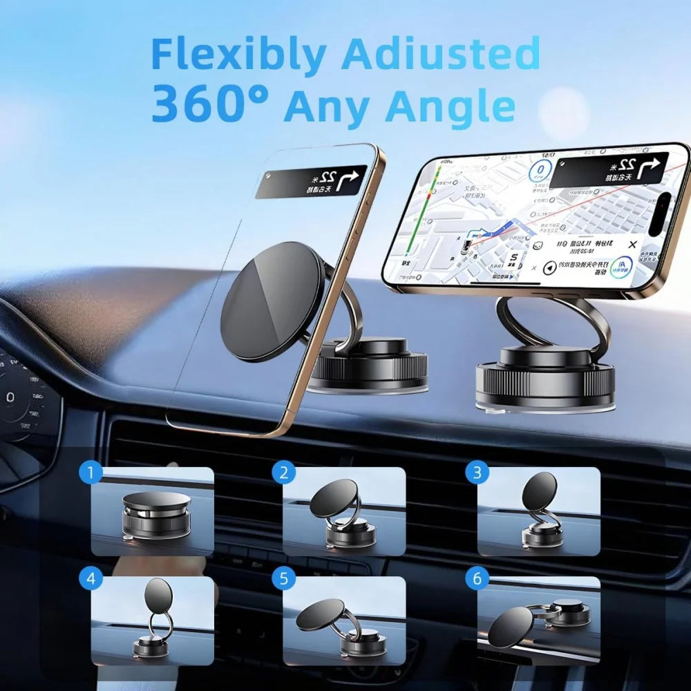 Newest 360 Degree Rotating Magnetic Mobile Phone Holder Vacuum Suction Cup Strong Magnetic Adsorption Car Phone Stand