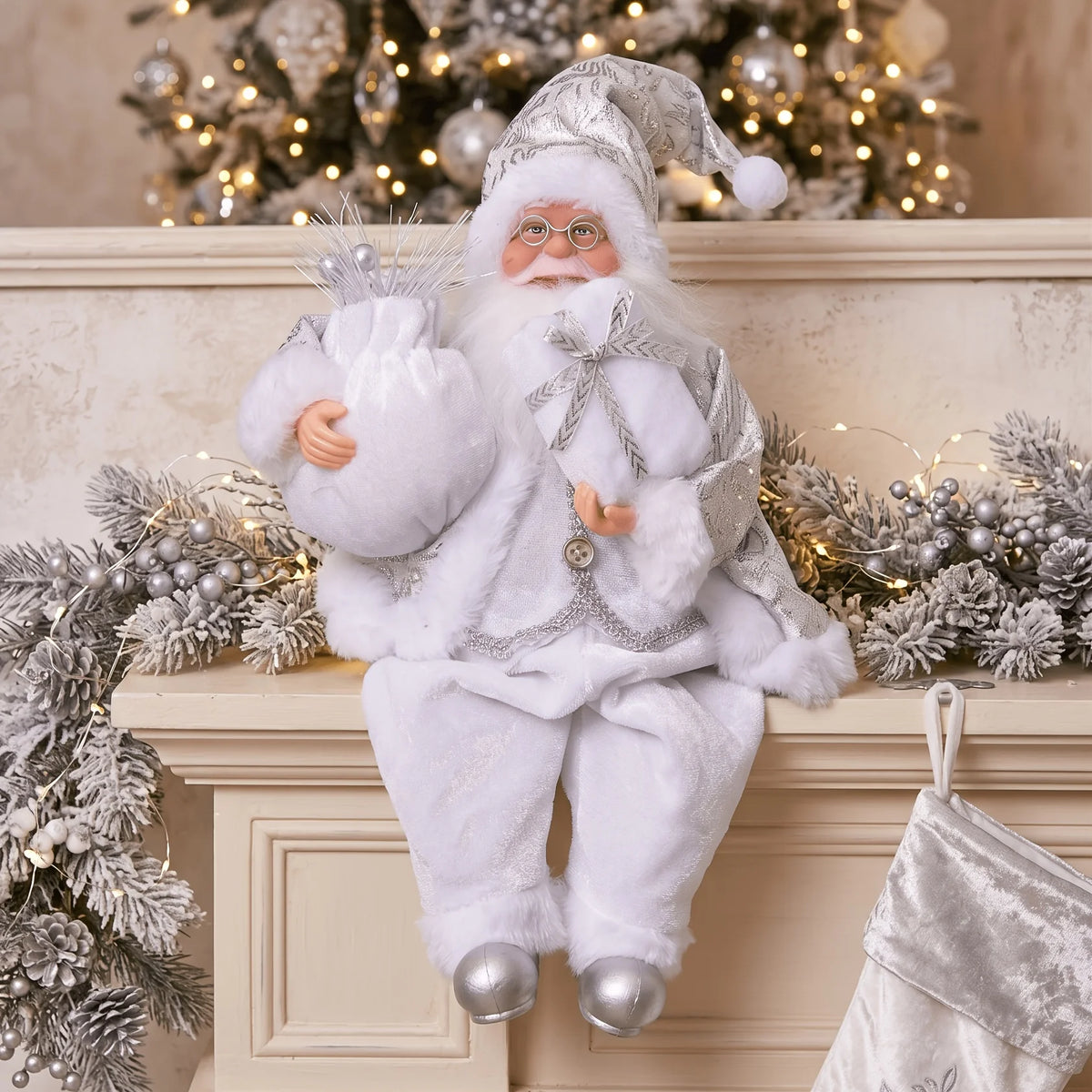 1pc Collectible Dolls Sitting Santa Claus Decorations Gift for Friends Indoor Decoration Atmospheric New Year Christmas Gift