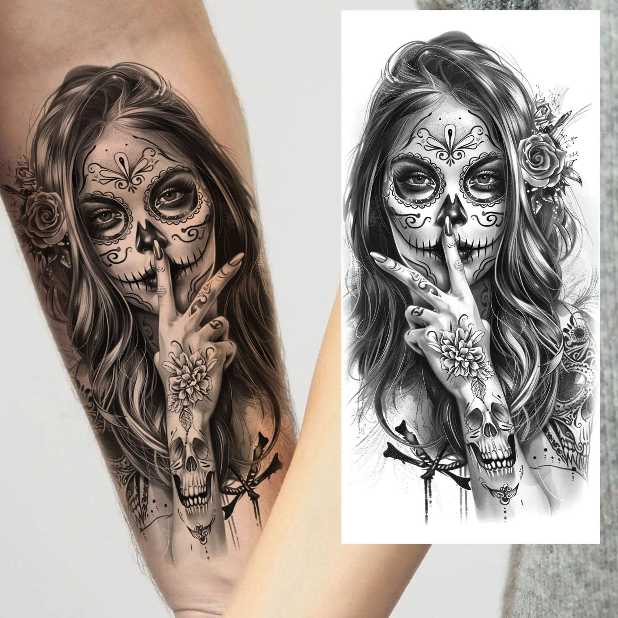 1 Sheet Bad Guy Robber Poker Temporary Tattoos For Men Women Gangster Joker Rebel Waterproof Realistic Fake Tattoo Arm Stickers