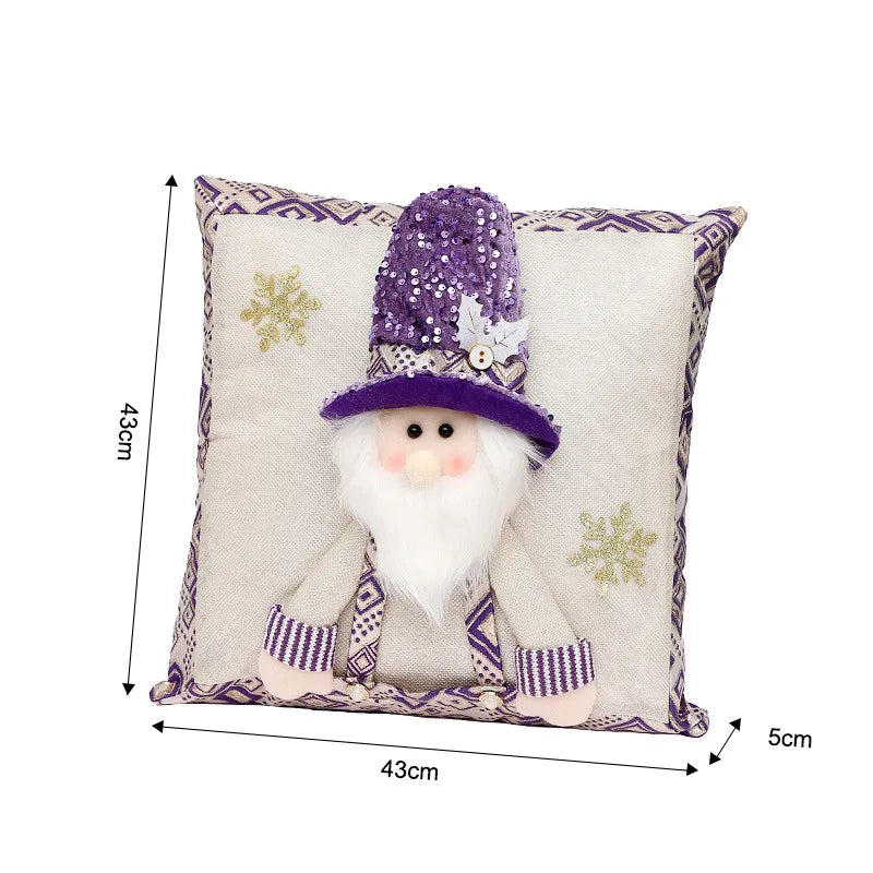 Christmas 3D Cushion Cover Snowman Santa Elk Pattern Pillowcase Sofa Cushion Covers for Home 2026 New Year Christmas Decorations