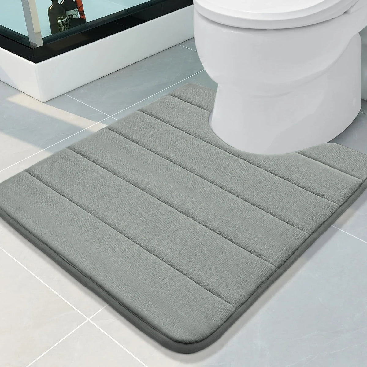 U-Shaped Toilet Mat Bathroom Mat Bathroom Carpet Bathroom Carpet Memory Foam/Chenille Bath Mat Anti-Skid Super Absorbent