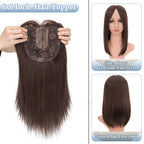 Benehair 14'' Striaght Hair Toppers with Side Bangs for Women Synthetic Hairpieces Adding Hair Volume Topper Clip Hair Extension