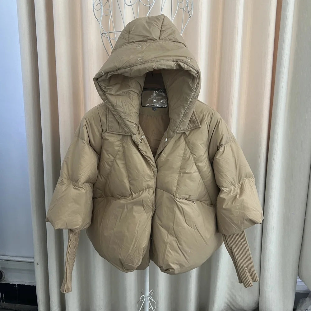 2024 Winter Puffer Jacket Women Real Fox Fur Collar Hooded Natural Thick Warm Loose Oversize Duck Down Coat Streetwear Outerwear