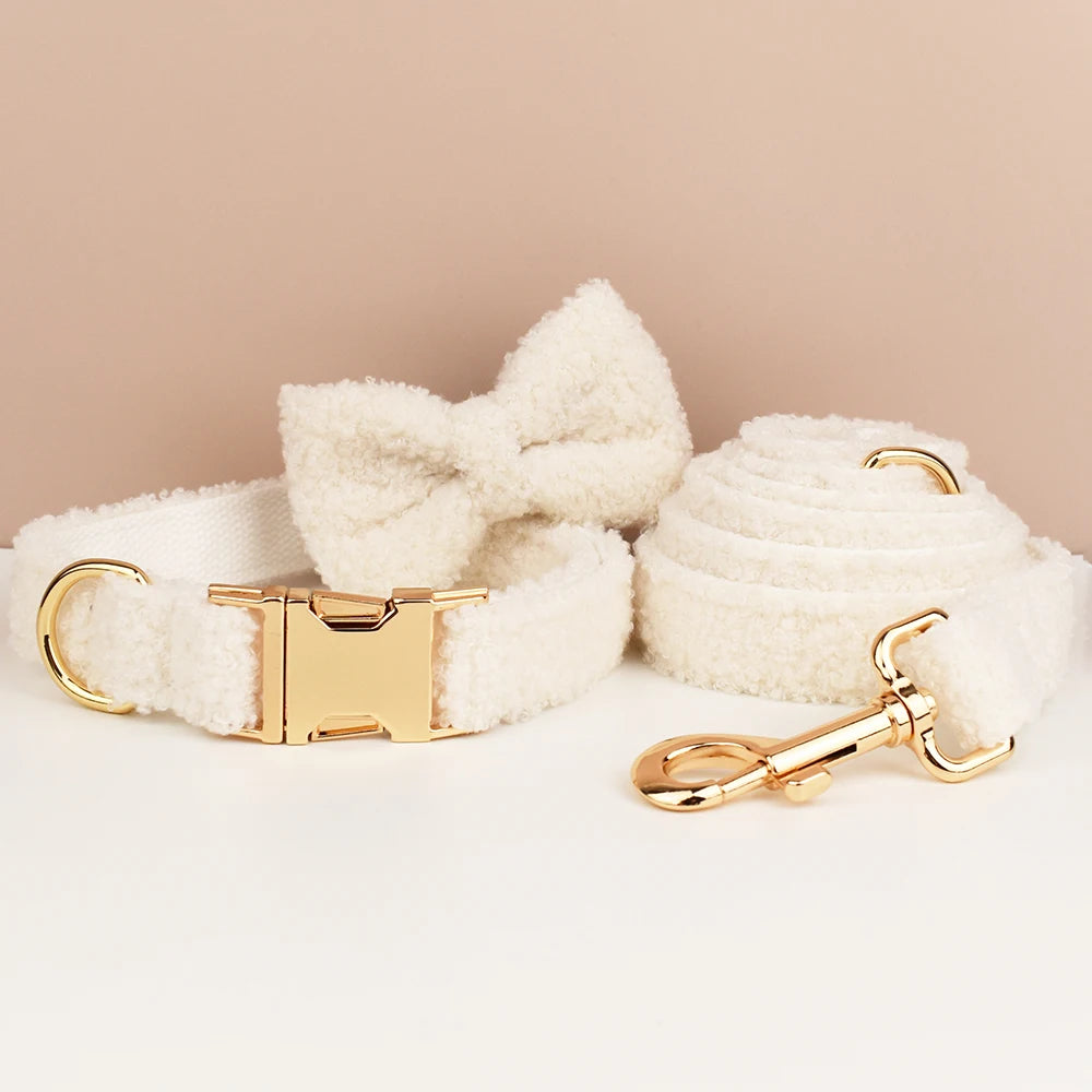 Pet Dog Wedding Handmade Knitted Necklace Pet Dog Supplies Woven Accessories Autumn Winter Christmas Set Teddy 04