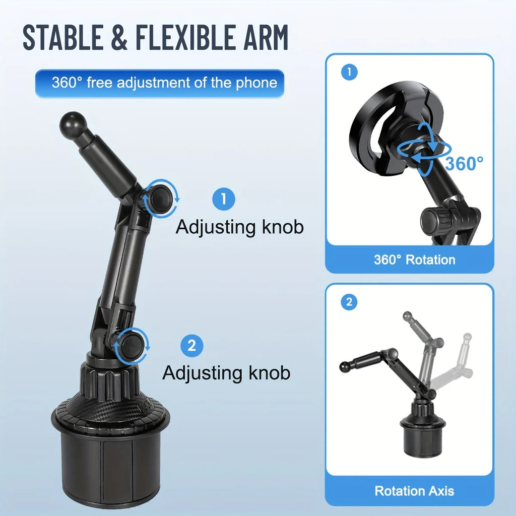 Car Cup Phone Holder Magnetic Phone Mount Super Strong Suction for Stable 360° Rotatable Mobile Support For Car