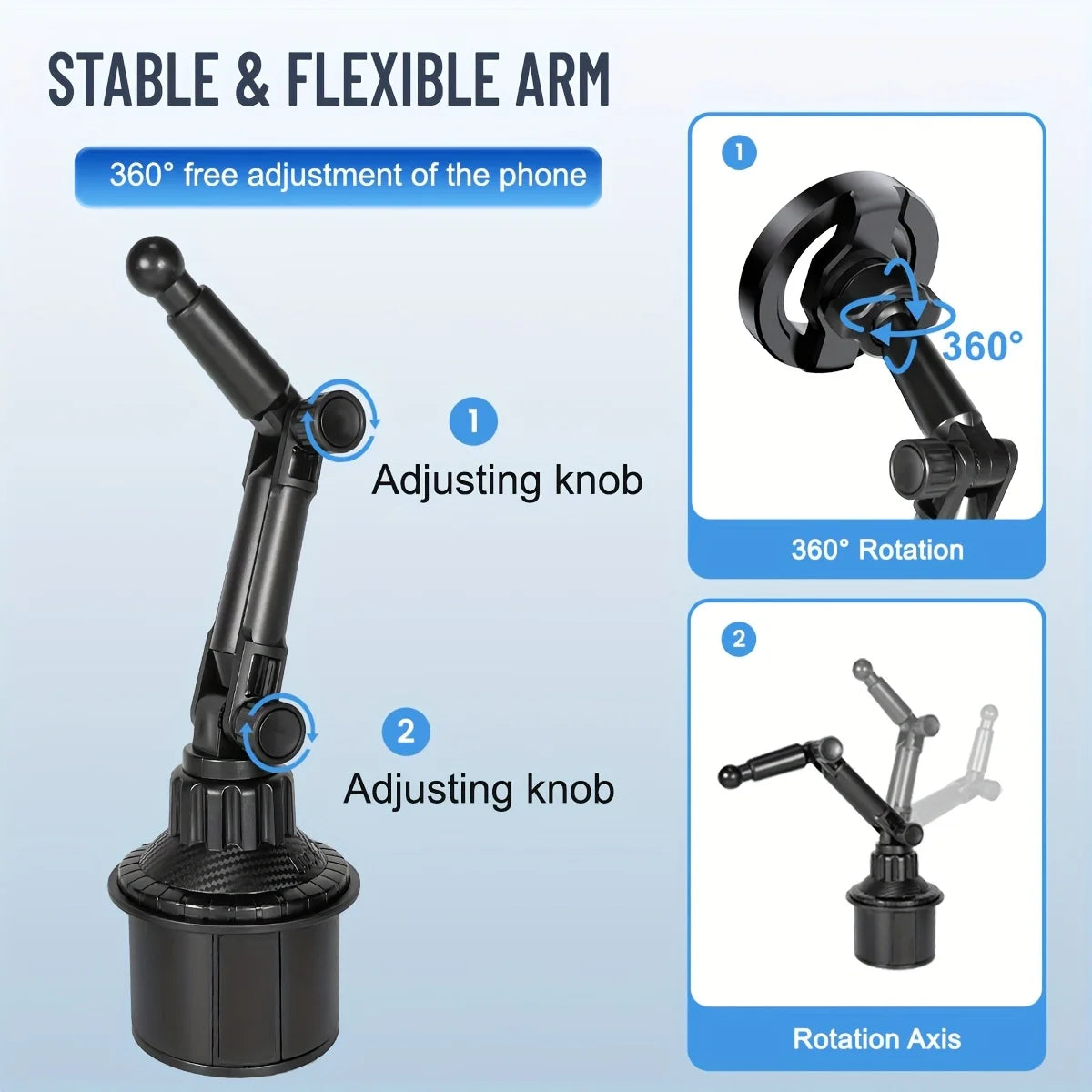 Car Cup Phone Holder Magnetic Phone Mount Super Strong Suction for Stable 360° Rotatable Mobile Support For Car