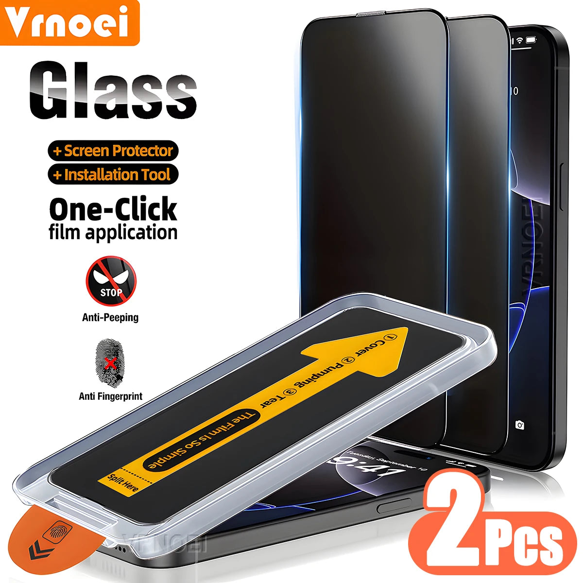 3-1Pcs Dust Free Installation Privacy Screen Protector For iPhone 16 14 13 12 11 15 17 Pro Max Anti-spy Glass Screen Protector