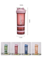 500ML 3-layer Sports Water Protein Powder Shaker Bottle Outdoor Travel Portable Leakproof Drinkware Plastic Drink BPA Free