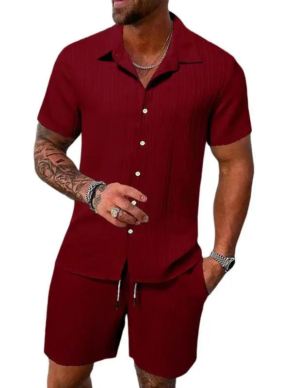 Summer New Mens（T-shirt +Shorts) 2-piece multi-colored sportswear men's T-shirt shorts set