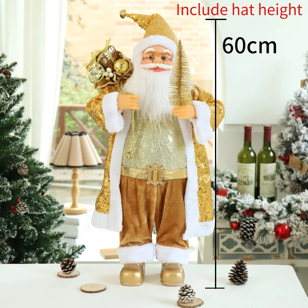 60cm Large Santa Claus Merry Christmas Decorations for Home Happy New Year 2023 Santa Claus Doll Window Decorations Home gift