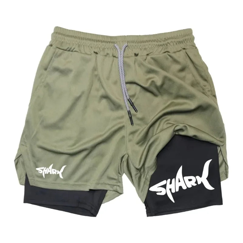 Men's Summer Double-Layer 2-in-1 Shorts for Jogging Exercise Quick Drying Breathable Dry Healthy Fitness Running Pants