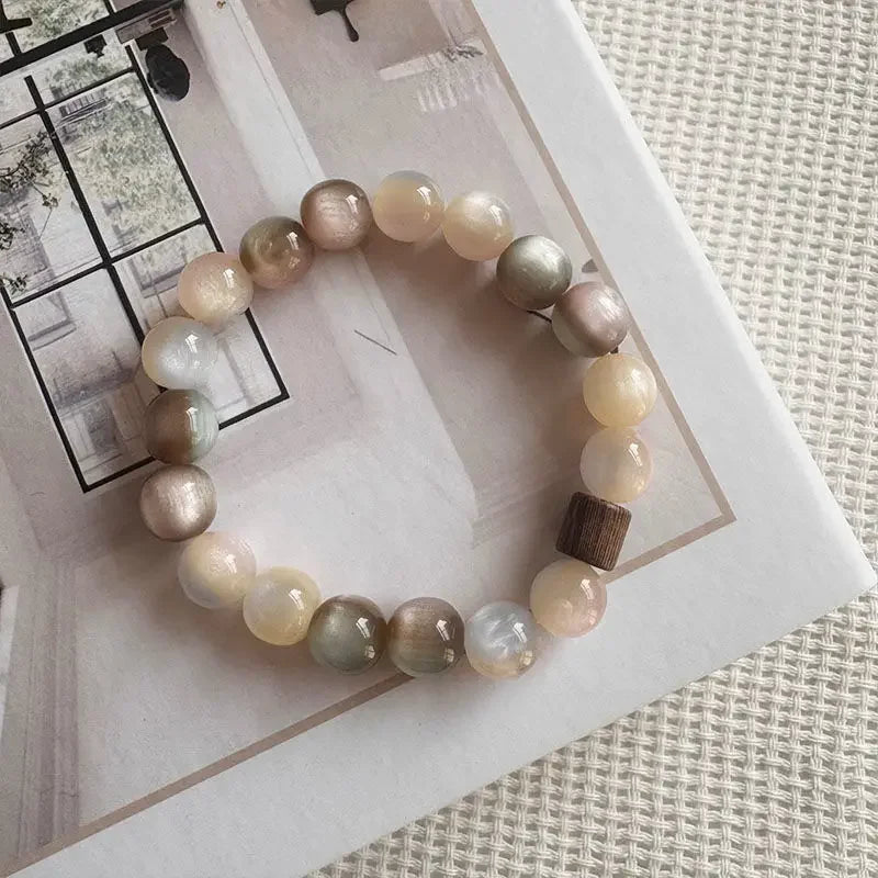 Vintage Pink Brown Beaded Bracelet Unique Stylish Jewelry Gift for Women Friendship Bracelets Браслет
