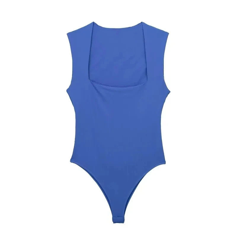 MUJER Woman Black Body Sleeveless Bodysuit Women Square Neck Sexy Lingerie For Women Body Wide Straps Bodycon Summer 2025 Tops