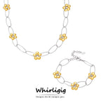 Stainless Steel Chain Necklace Bracelet For Women 18k Gold Plated Waterproof Non Tarnish Women's Bracelets Necklaces Jewelry Set