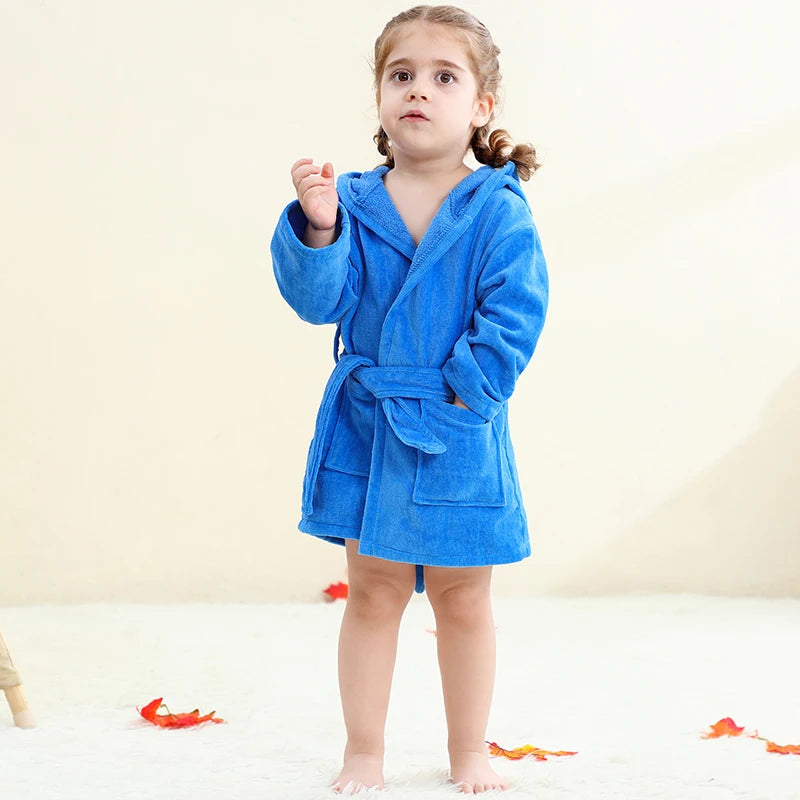 MICHLEY Shark Dinosaur Hooded Baby Bathrobe Cotton Soft Infant Bath Towel Robe Pajamas Solid For Kids Boy Girl Children 1-5T