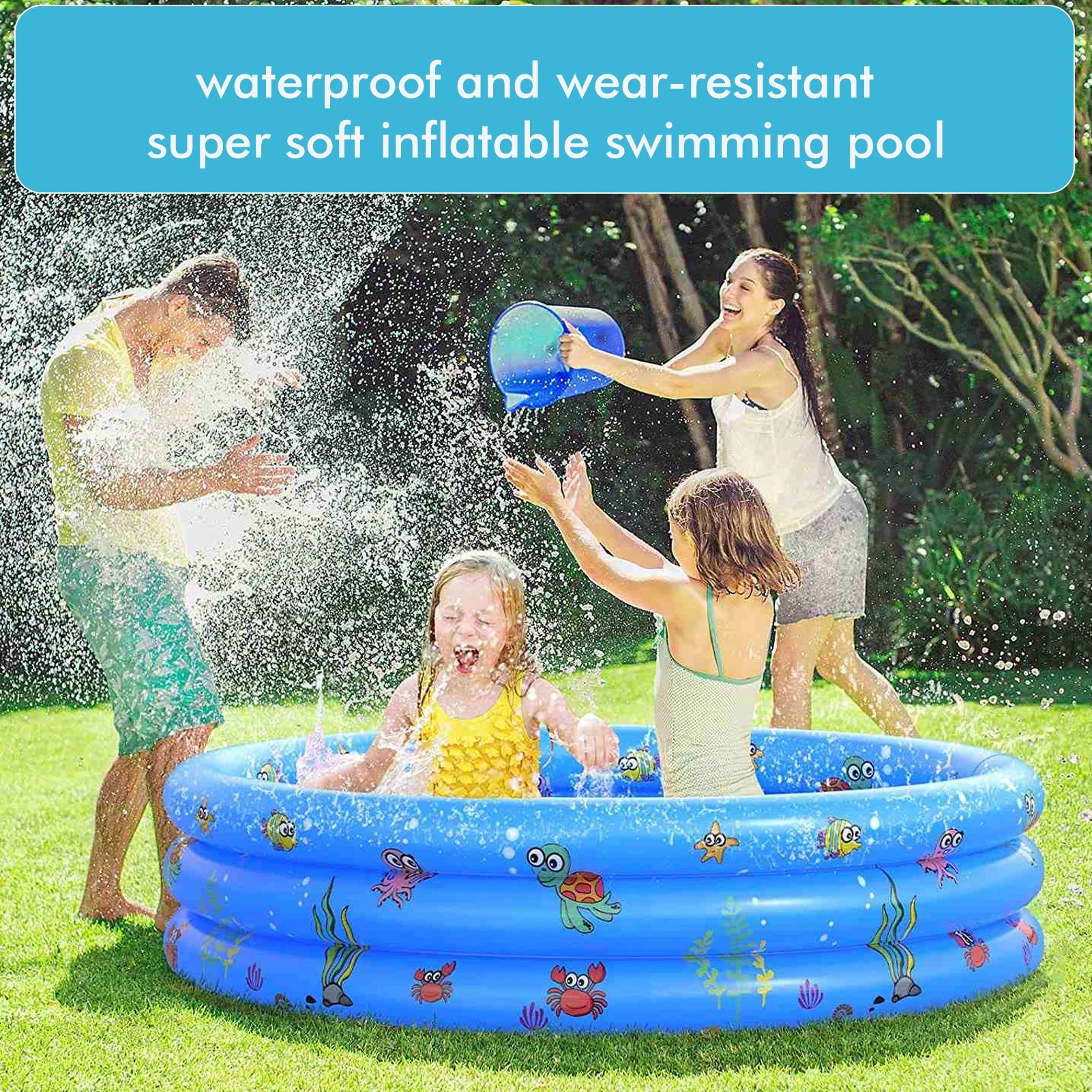 Indoor Outdoor Baby Swimming Pool Round Inflatable Children Water Game Play Pool Blue