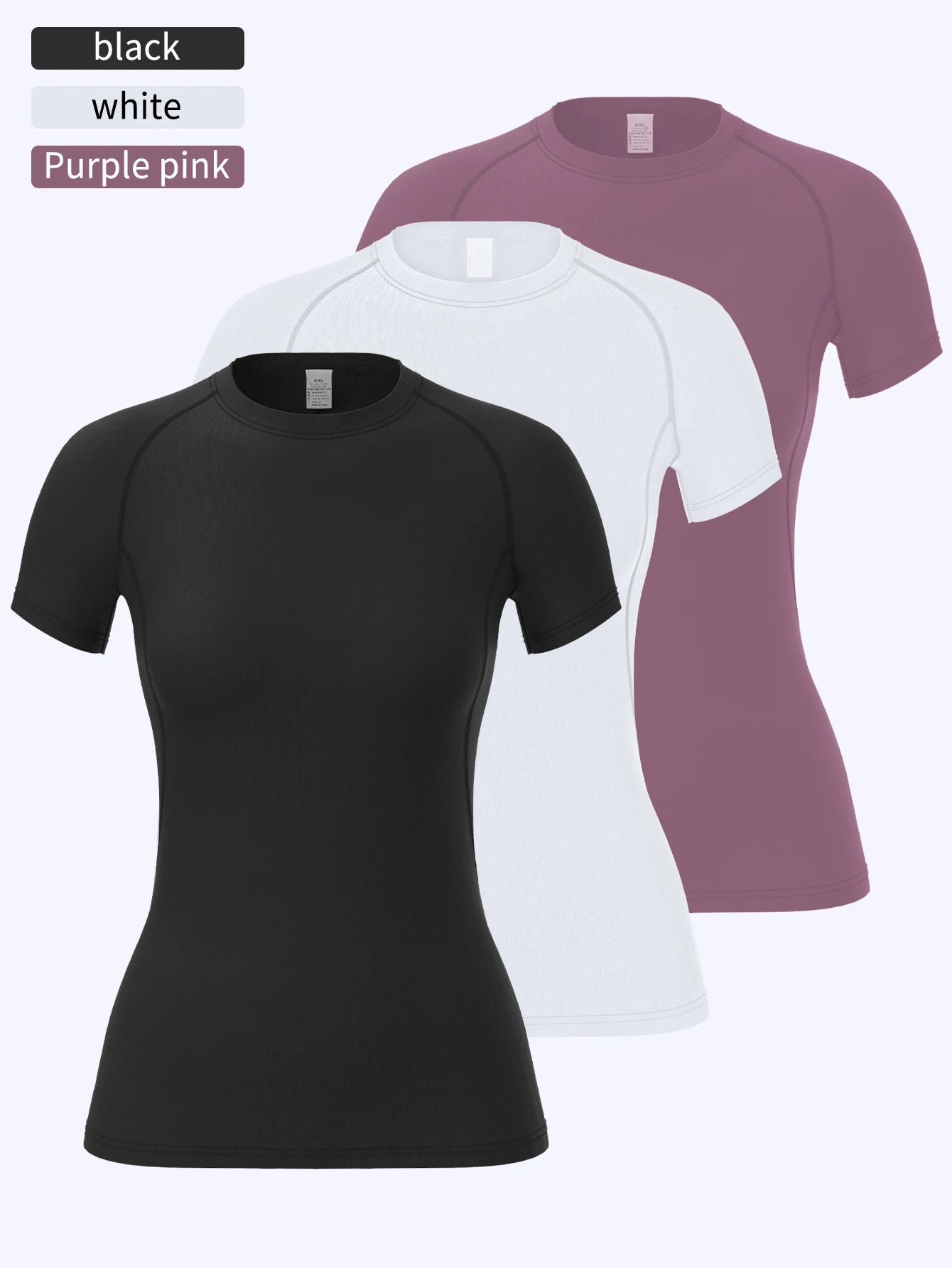 3-Piece Women's Compression Sportswear Set Short-Sleeve Yoga Running T-Shirt Summer Fitness Quick-Dry Clothing