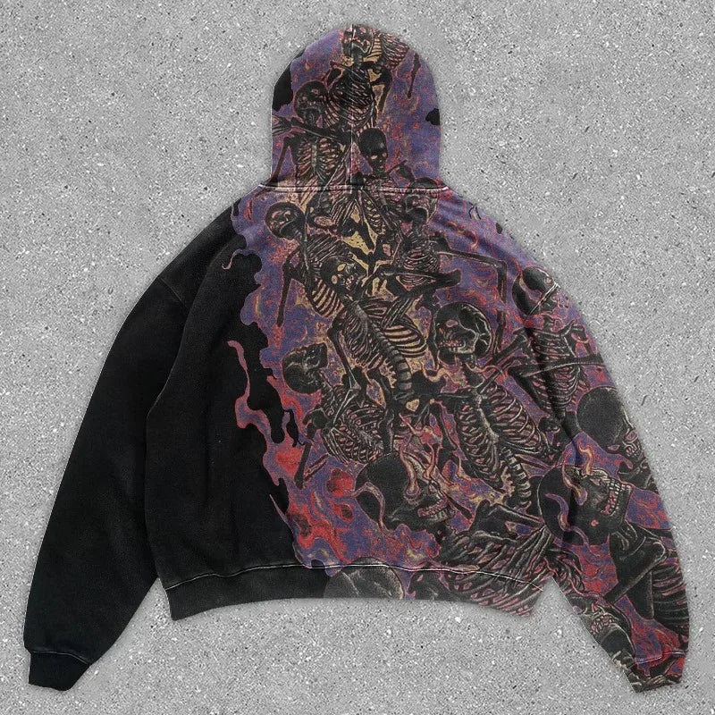 Men's Hooded Sweatshirt Punk Streetwear Korean Style Funny 90s Vintage Designer High Quality Cheap Cotton Graphic Male Hoodie