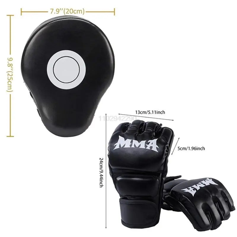 2 in 1 Curved Boxing Mitts Focus Punching Bag Gloves Set Leatherette Boxing Training Hand Pads MMA Karate Training Equipment