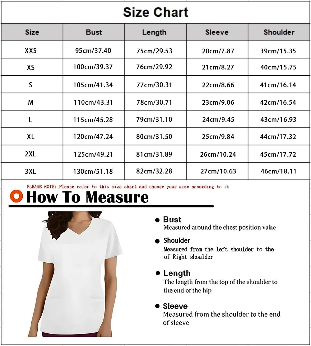 Christmas Print Scrubs Tops Women Short Sleeve V-neck Blouse Nurse Uniforms T-Shirt Medical Working Uniform Veterinary Workwear