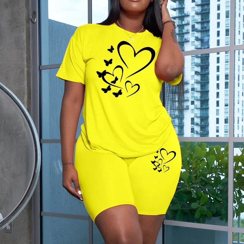 Sport Fashion T-shirt+Shorts 2 Piece Sets 2026 New Summer Women's Outfits Vacation Casual Short Suits Jogging Lady Clothing