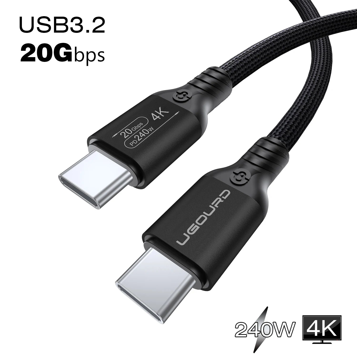 Full function 20Gbps Type C Cable USB3.2 gen2 *2 USB C 20G Data Transfer Cord USB 3 240W Fast Charge Cable 4K For Hub 0.2m 3m 5m