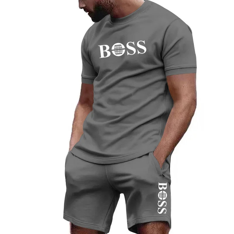 Men's two-piece sportswear short sleeved T-shirt and pants set running and fitness sportswear 2026 summer big discount