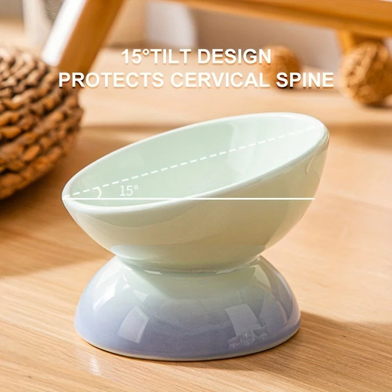 Ceramic Cat Bowl Pet Accessories Drink Water Bowl Diagonal High Feet Cute Cervical Spine Protection Cat Bowl Pet Supplies