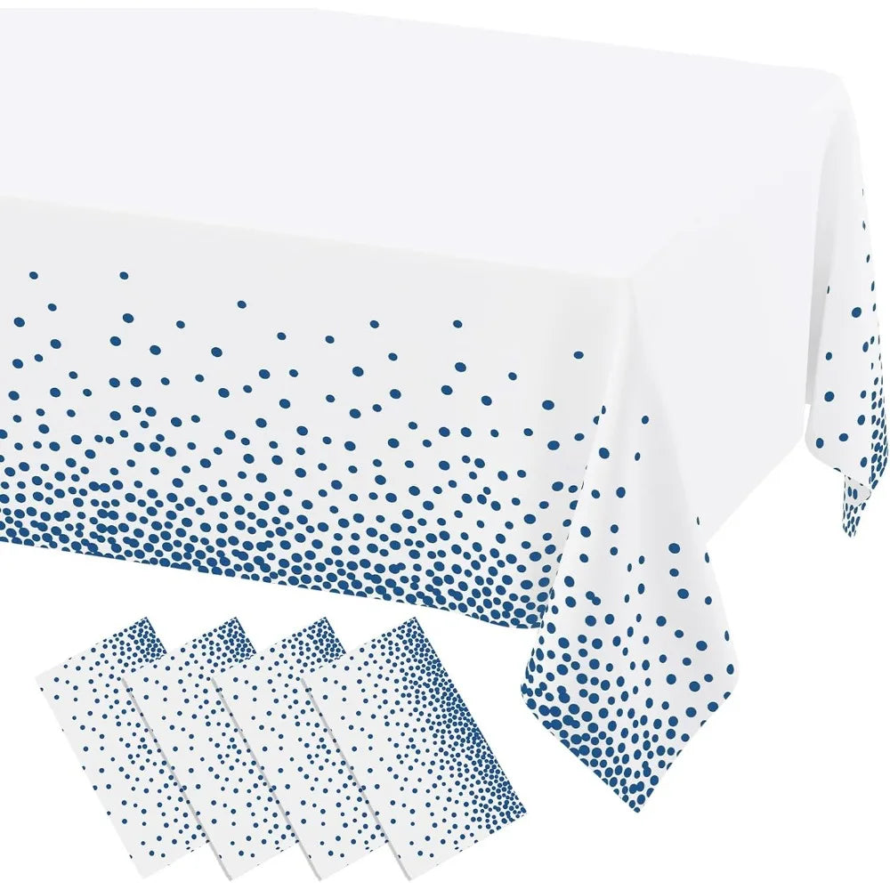 5pcs Plastic Dot Disposable Table Cloth for Parties,Plastic Tablecloth,Golden Dots Table Covers for Picnic,Birthday,Party